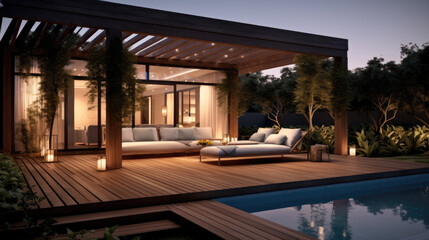 Fototapeta premium A lavish side outside garden at morning. Generative AI