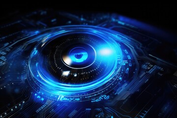 Obraz premium Blue science and technology infographic, AI generated
