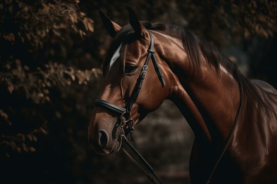 Stunning Horse With Rich Brown Coat. Generative AI