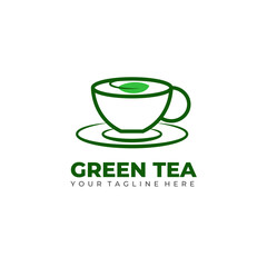 Green tea outline logo vector design