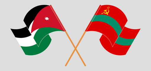 Crossed and waving flags of Jordan and Transnistria