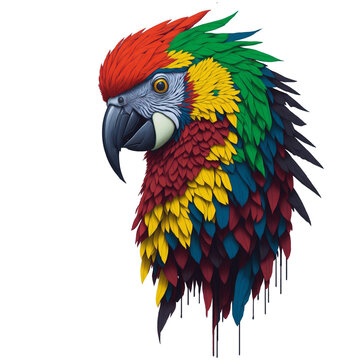 parrot head  t-shirt design in the transparent background PNG