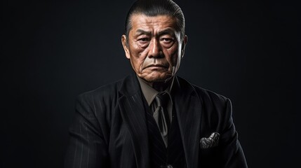 Portrait of a Yakuza member. Japanese mafia man concept. Generative AI.