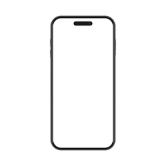 Smartphone vector mockup. Mobile phone template with blank screen. Cell phone device isolated on white background.