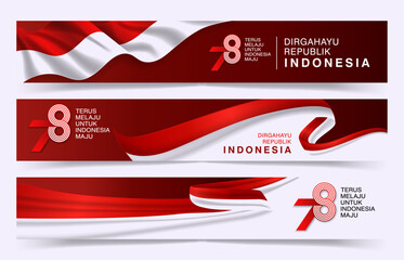 Indonesia flag vector collection, high detailed Happy Indonesia independence day flag illustration