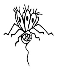 Alien weird insect isolated drawing