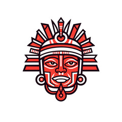 Minimalist Aztec Mask Logo Vector Design Clean and Elegant Tribal Face Mask Icon with Aztec Influences