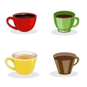 3d Vector Realistic Different Design Cup Of Coffee In White Background. Coffee Cup With Cap Icon Clip Art,
Different Types Of Illustration Coffee Drinks.