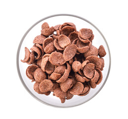 Chocolate corn flakes in a bowl on transparent png