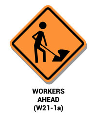 Workers Ahead Temporary Traffic Control Signs with description