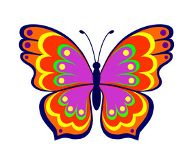 Butterfly. Color vector illustration in flat style. Isolated on white background.
