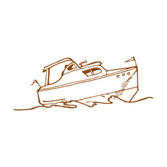 Obraz premium Line Art Illustration of Old Sailboat
