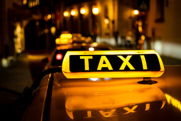 taxi car light at night
