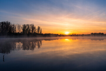 A lake during a beautiful sunrise