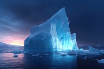 Fototapeta na wymiar Iceberg in the ocean at sunset, Antarctic Peninsula, Antarctica, generative Ai