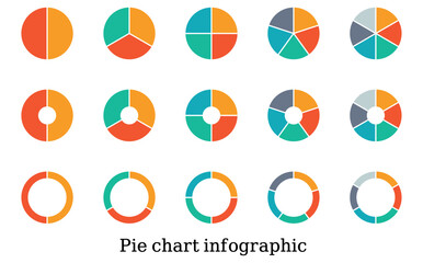 Infographic pie chart collection, Vector illustration, Circle Pie Charts vector.