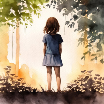 The girl in the park. Sater color style.