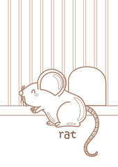 Alphabet R For Rat Vocabulary School Lesson Word Coloring Pages for Kids and Adult