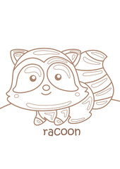 Alphabet R For Racoon Vocabulary School Lesson Word Coloring Pages for Kids and Adult