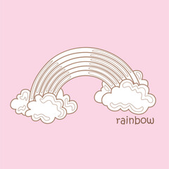 Alphabet R For Rainbow Vocabulary School Learn Study Word DIgital Stamp Outline Cartoon