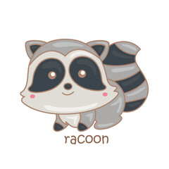 Alphabet R For Racoon Vocabulary School Lesson Word Cartoon Illustration Vector Clipart