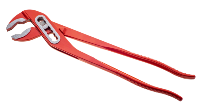 Adjustable water pump pliers red colored or parrot pliers for plumbing work isolated