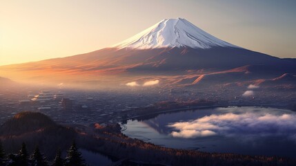 Mount Fuji in Kawaguchiko Japan. Mountain Fuji. Generetive Ai