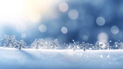 Snowflakes with white light blur background