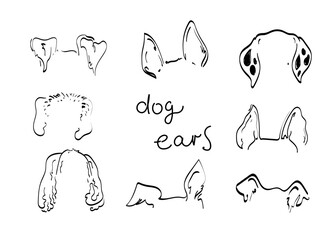 Fototapeta premium Pet dog Ears tattoo Outline Drawing doodle vector icon illustration