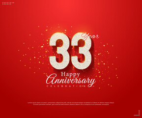 33rd anniversary with floating numbers illustration. vector premium design.