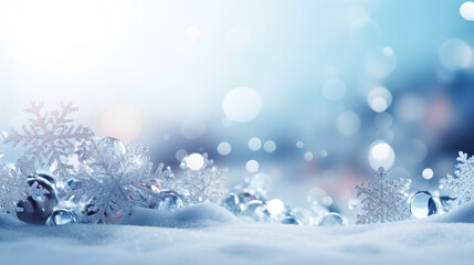 Snowflakes with white light blur background