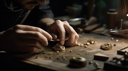 a goldsmith or jeweler is working on a piece of jewelry. Generative AI