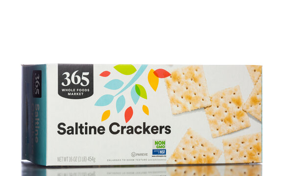 Chicago, USA - June 13, 2023: A box of 365 WholeFoods brand saltine crackers.