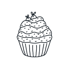 muffin drawing, chocolate cake for coloring book for adults and children anti-stress. Stroke style.png