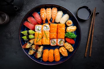 Fotobehang Set of sushi and maki © petrrgoskov