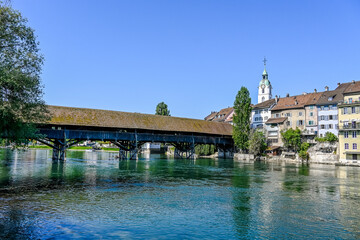 Olten, Stadt, Stadtturm, Aare, Fluss, Alte Brücke, Holzbrücke, Altstadt, Aareufer, historische...