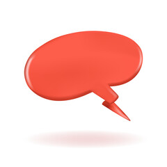 3D render glossy red retro speech bubble