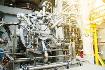 Machine turbine in oil and gas plant for drive compressor unit for operation. Turbine working with long time and controlled logic by automation system, machine stand by for maintenance routine job.