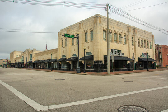 Beaumont, USA &ndash; December 8, 2022 - The Zig-Zag Art Deco style Kyle Building (also known as Kyle Block) built at the site of the former Kyle Opera house in downtown Beaumont, Texas