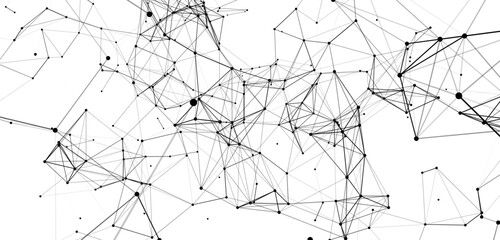 Plexus of lines and dots. Connected particles. Network geometry background. Vector illustration