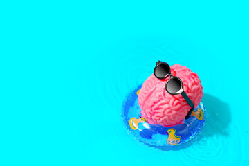 Brain in Shades: Human Brain Enjoying Poolside Bliss