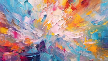 Oil paint drawing. Abstract colored background. Abstraction in the style of impressionism. Good as a poster for wall decor. Surreal design. Hand drawn texture generative AI