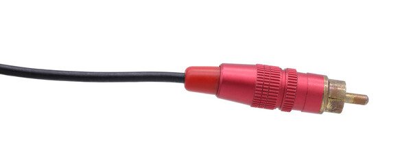 Red AV cable connectors on transparent background. (PNG File)