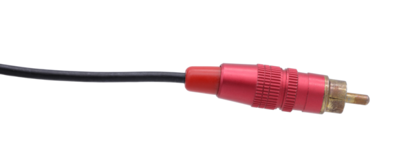 Red AV cable connectors on transparent background. (PNG File)
