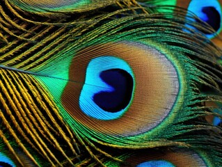 Close-up of Detailed Peacock Feather -ai generated