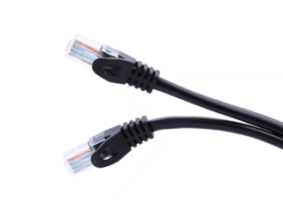 Network cables with molded RJ45 plug  on transparent background (PNG File)