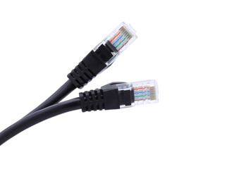 Network cables with molded RJ45 plug  on transparent background (PNG File)