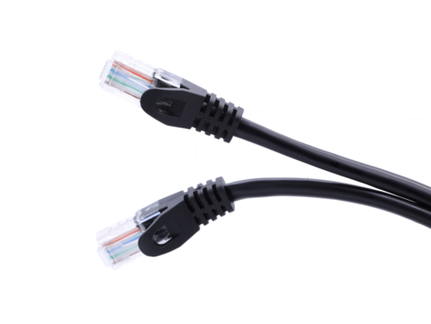 Network cables with molded RJ45 plug  on transparent background (PNG File)