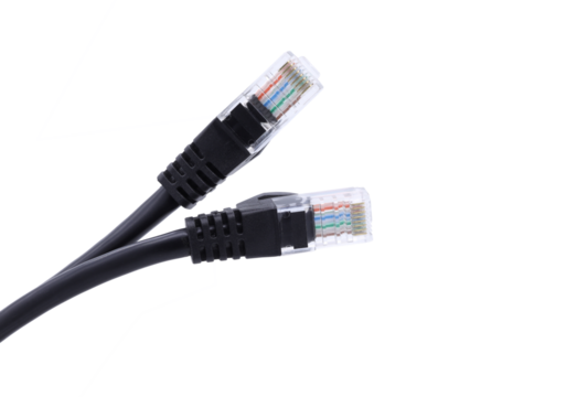 Network cables with molded RJ45 plug  on transparent background (PNG File)