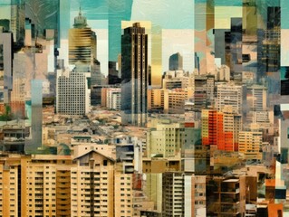 Cityscape Images Collage -ai generated